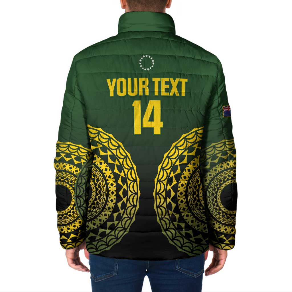 Custom Avaiki Cook Islands Rugby Padded Jacket Kuki Airani Tatau Black - Aussie Hoodie