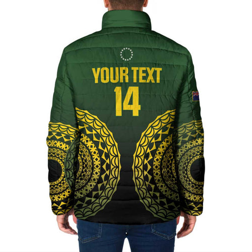 Custom Avaiki Cook Islands Rugby Padded Jacket Kuki Airani Tatau Black - Aussie Hoodie