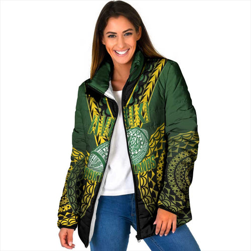 Custom Avaiki Cook Islands Rugby Padded Jacket Kuki Airani Tatau Black - Aussie Hoodie
