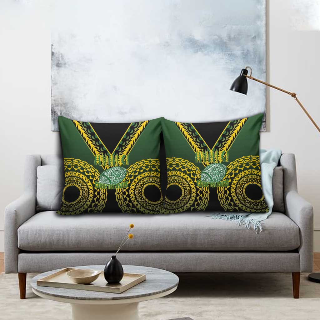 Avaiki Cook Islands Rugby Pillow Cover Kuki Airani Tatau Black - Aussie Hoodie