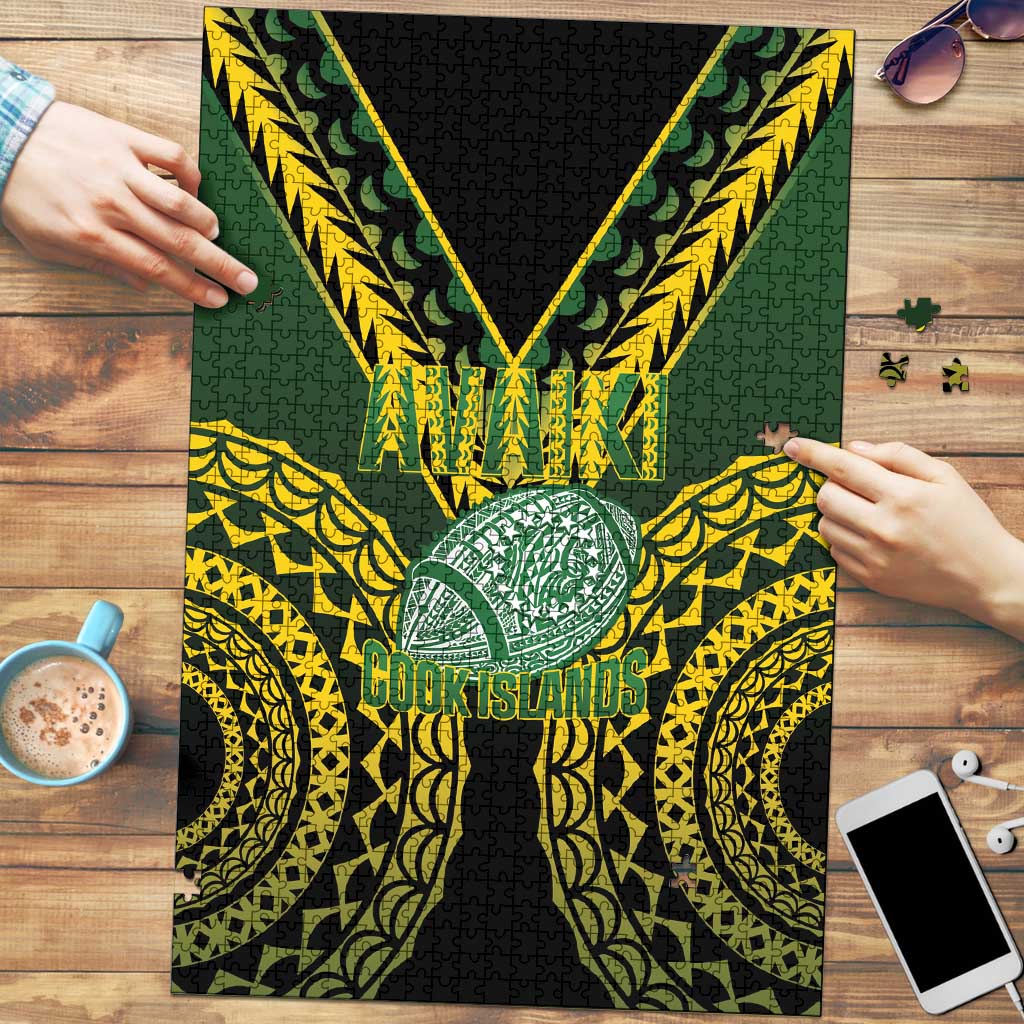 Avaiki Cook Islands Rugby Puzzle Kuki Airani Tatau Black - Aussie Hoodie
