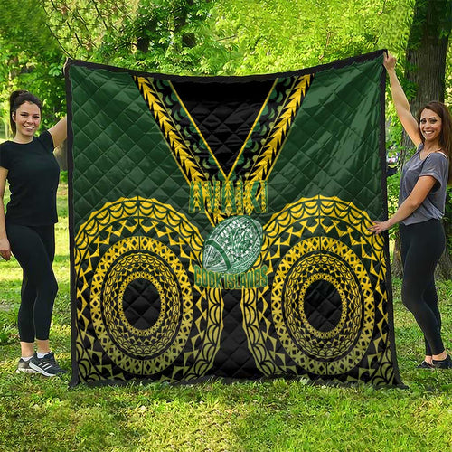 Avaiki Cook Islands Rugby Quilt Kuki Airani Tatau Black - Aussie Hoodie