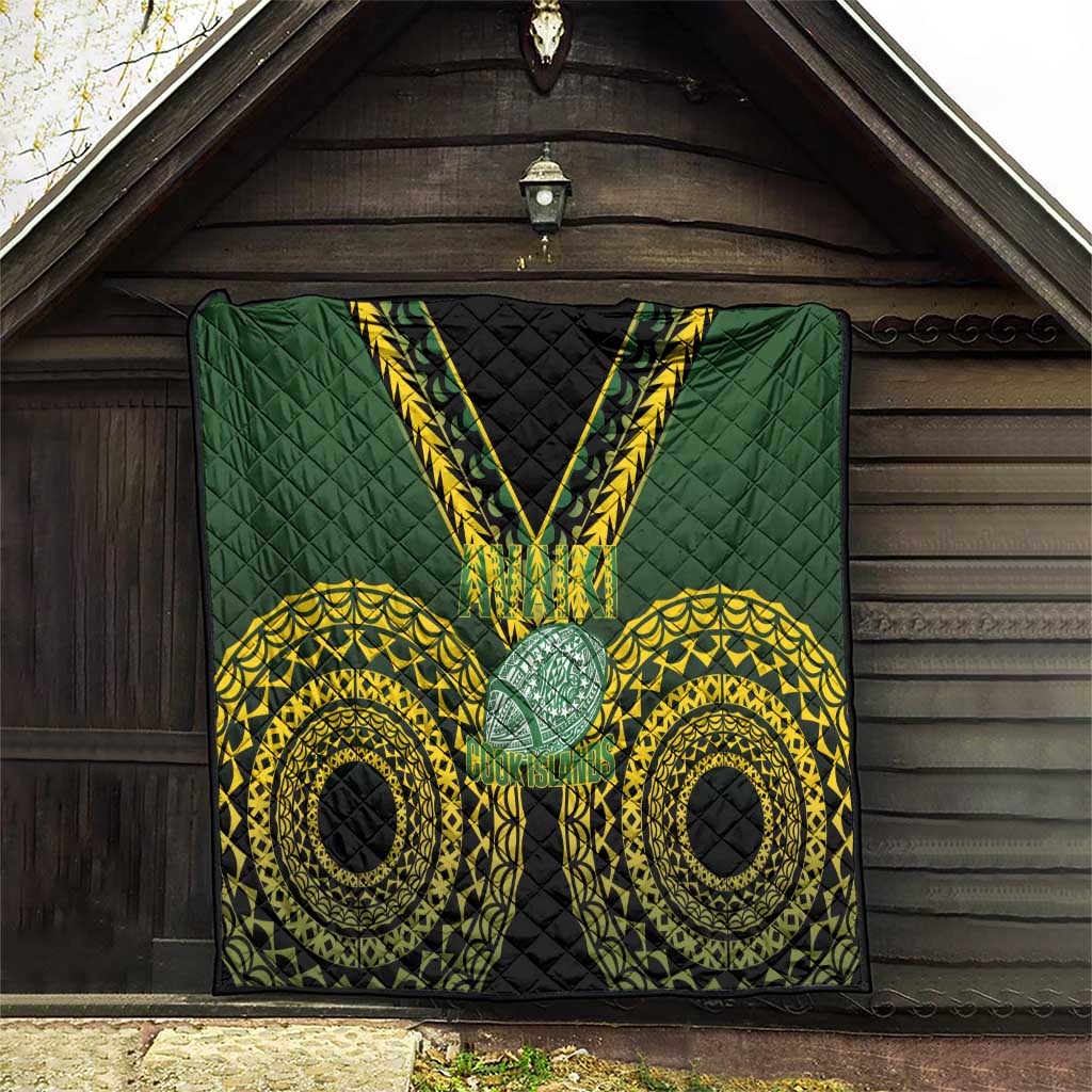 Avaiki Cook Islands Rugby Quilt Kuki Airani Tatau Black - Aussie Hoodie