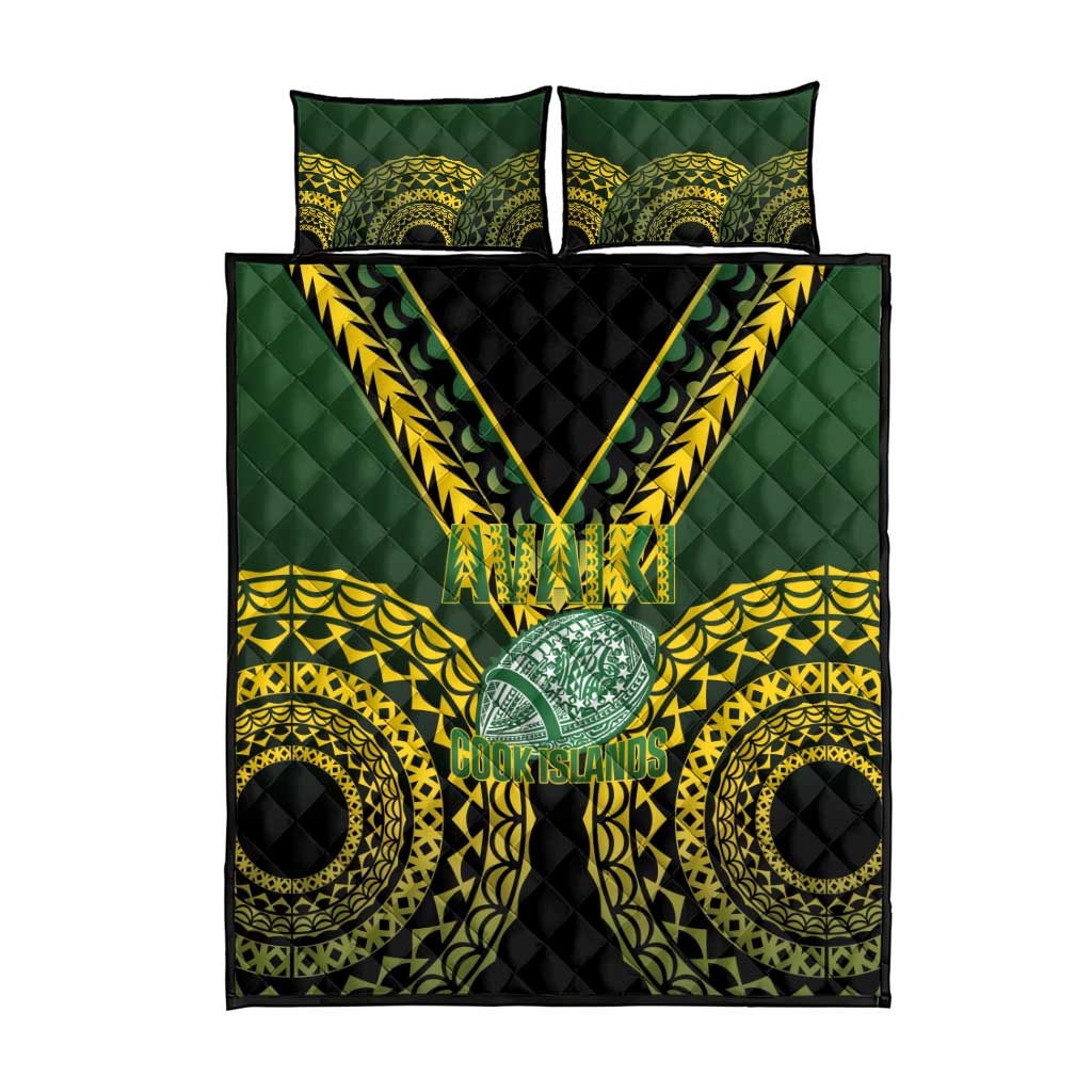 Avaiki Cook Islands Rugby Quilt Bed Set Kuki Airani Tatau Black - Aussie Hoodie
