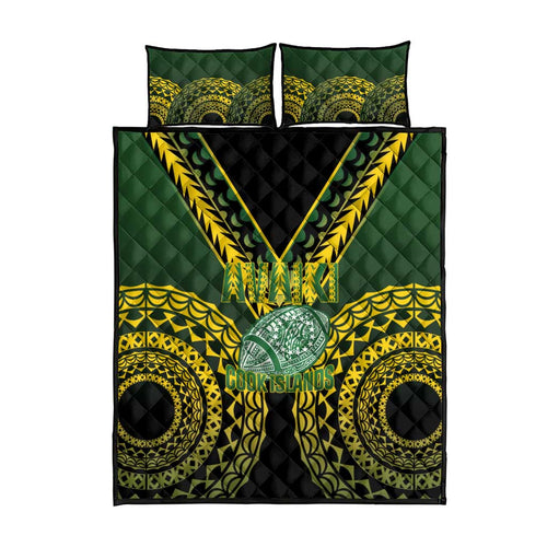 Avaiki Cook Islands Rugby Quilt Bed Set Kuki Airani Tatau Black - Aussie Hoodie