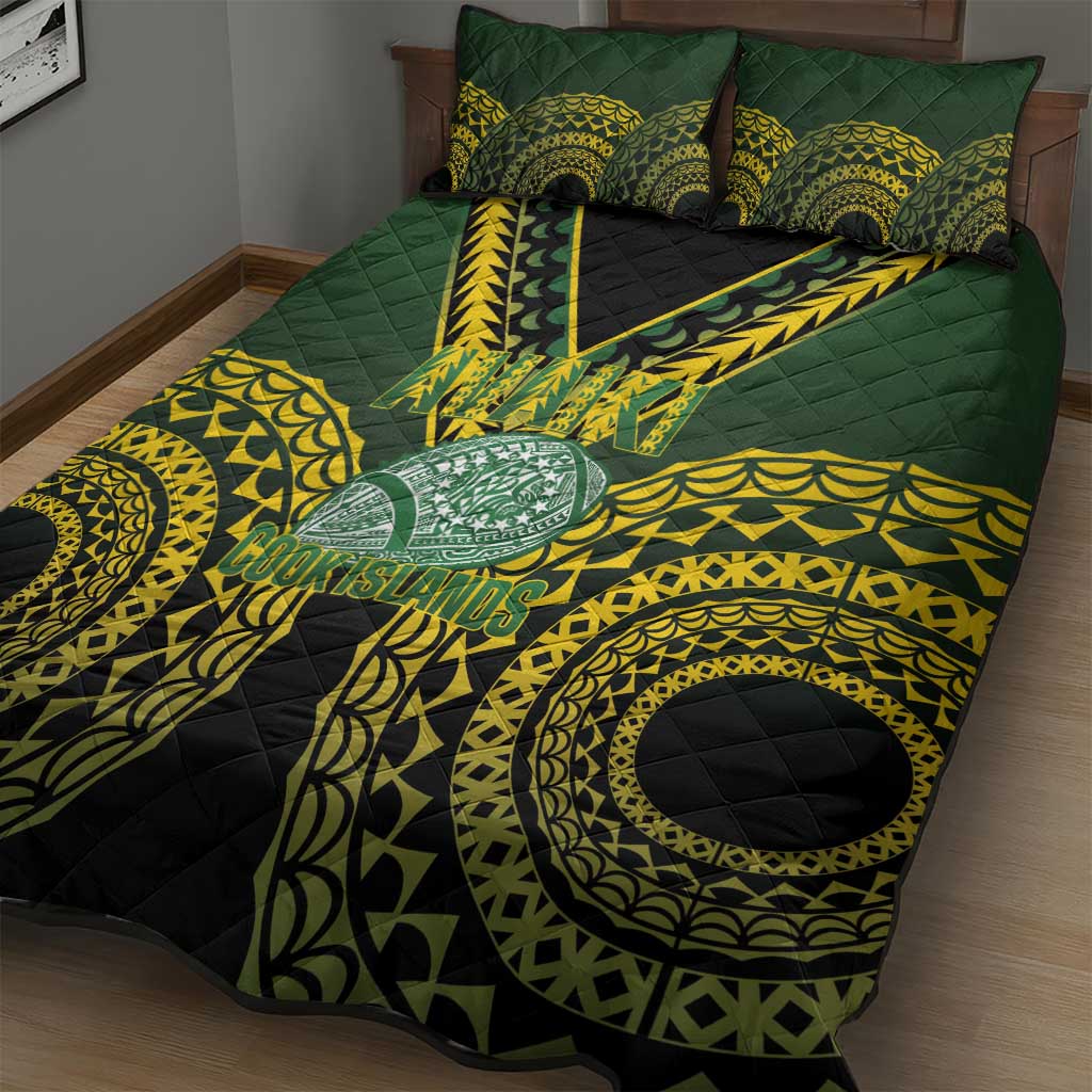 Avaiki Cook Islands Rugby Quilt Bed Set Kuki Airani Tatau Black - Aussie Hoodie