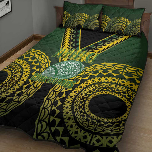 Avaiki Cook Islands Rugby Quilt Bed Set Kuki Airani Tatau Black - Aussie Hoodie