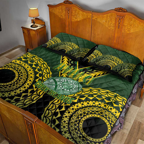Avaiki Cook Islands Rugby Quilt Bed Set Kuki Airani Tatau Black - Aussie Hoodie