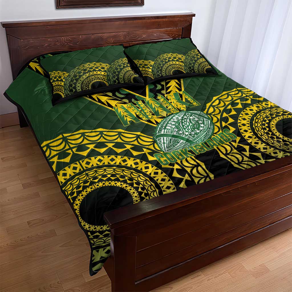 Avaiki Cook Islands Rugby Quilt Bed Set Kuki Airani Tatau Black - Aussie Hoodie