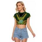 Custom Avaiki Cook Islands Rugby Raglan Cropped T Shirt Kuki Airani Tatau Black - Aussie Hoodie