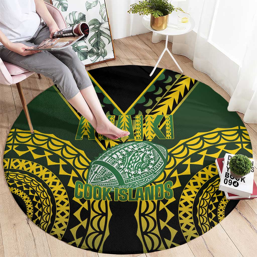 Avaiki Cook Islands Rugby Round Carpet Kuki Airani Tatau Black - Aussie Hoodie