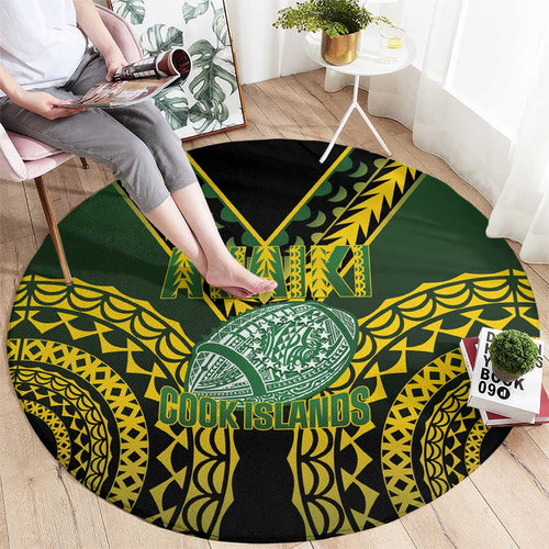 Avaiki Cook Islands Rugby Round Carpet Kuki Airani Tatau Black - Aussie Hoodie