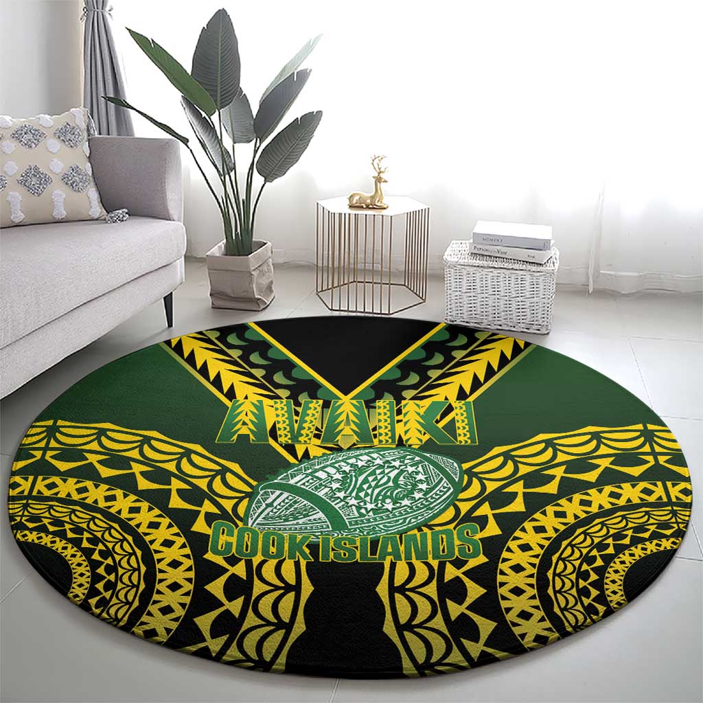 Avaiki Cook Islands Rugby Round Carpet Kuki Airani Tatau Black - Aussie Hoodie