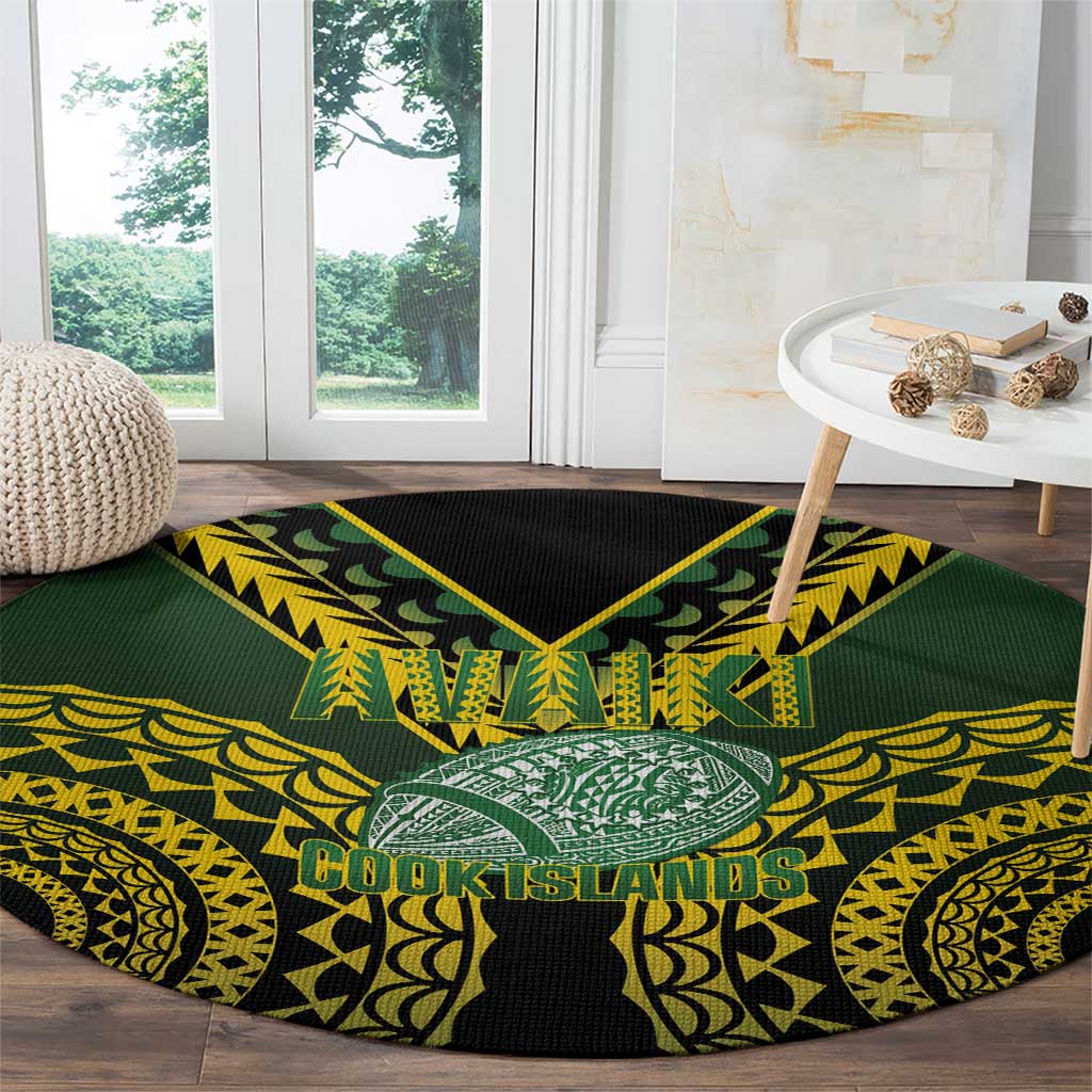 Avaiki Cook Islands Rugby Round Carpet Kuki Airani Tatau Black - Aussie Hoodie
