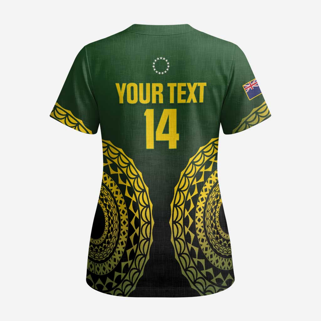 Custom Avaiki Cook Islands Rugby Scrub Top Kuki Airani Tatau Black - Aussie Hoodie
