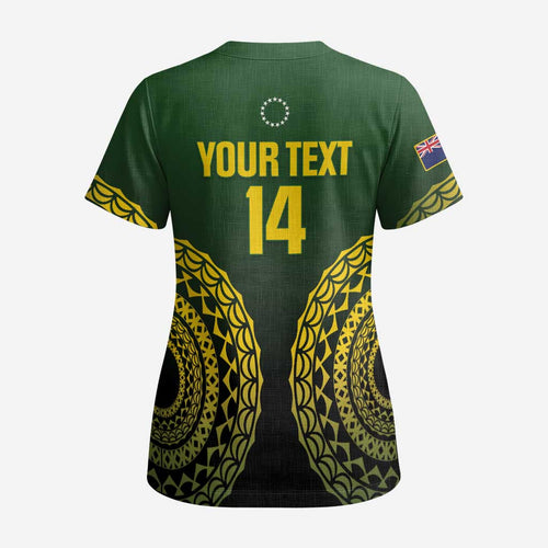 Custom Avaiki Cook Islands Rugby Scrub Top Kuki Airani Tatau Black - Aussie Hoodie