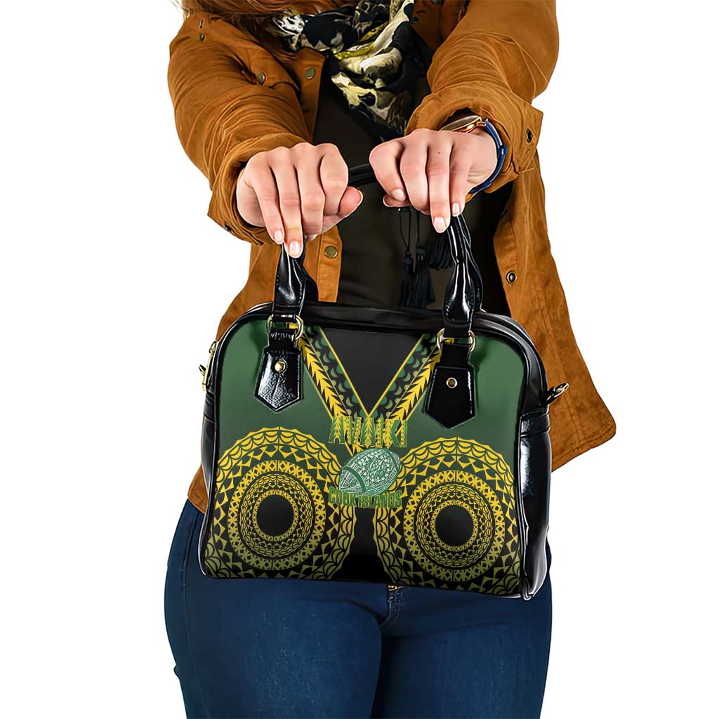Avaiki Cook Islands Rugby Shoulder Handbag Kuki Airani Tatau Black - Aussie Hoodie