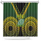Avaiki Cook Islands Rugby Shower Curtain Kuki Airani Tatau Black - Aussie Hoodie