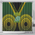 Avaiki Cook Islands Rugby Shower Curtain Kuki Airani Tatau Black - Aussie Hoodie