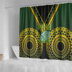 Avaiki Cook Islands Rugby Shower Curtain Kuki Airani Tatau Black - Aussie Hoodie