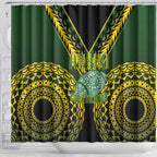 Avaiki Cook Islands Rugby Shower Curtain Kuki Airani Tatau Black - Aussie Hoodie