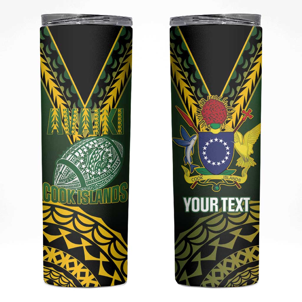 Custom Avaiki Cook Islands Rugby Skinny Tumbler Kuki Airani Tatau Black - Aussie Hoodie