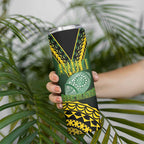 Custom Avaiki Cook Islands Rugby Skinny Tumbler Kuki Airani Tatau Black - Aussie Hoodie