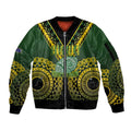 Custom Avaiki Cook Islands Rugby Sleeve Zip Bomber Jacket Kuki Airani Tatau Black - Aussie Hoodie