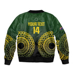 Custom Avaiki Cook Islands Rugby Sleeve Zip Bomber Jacket Kuki Airani Tatau Black - Aussie Hoodie