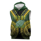 Custom Avaiki Cook Islands Rugby Sleeveless Hoodie Kuki Airani Tatau Black - Aussie Hoodie