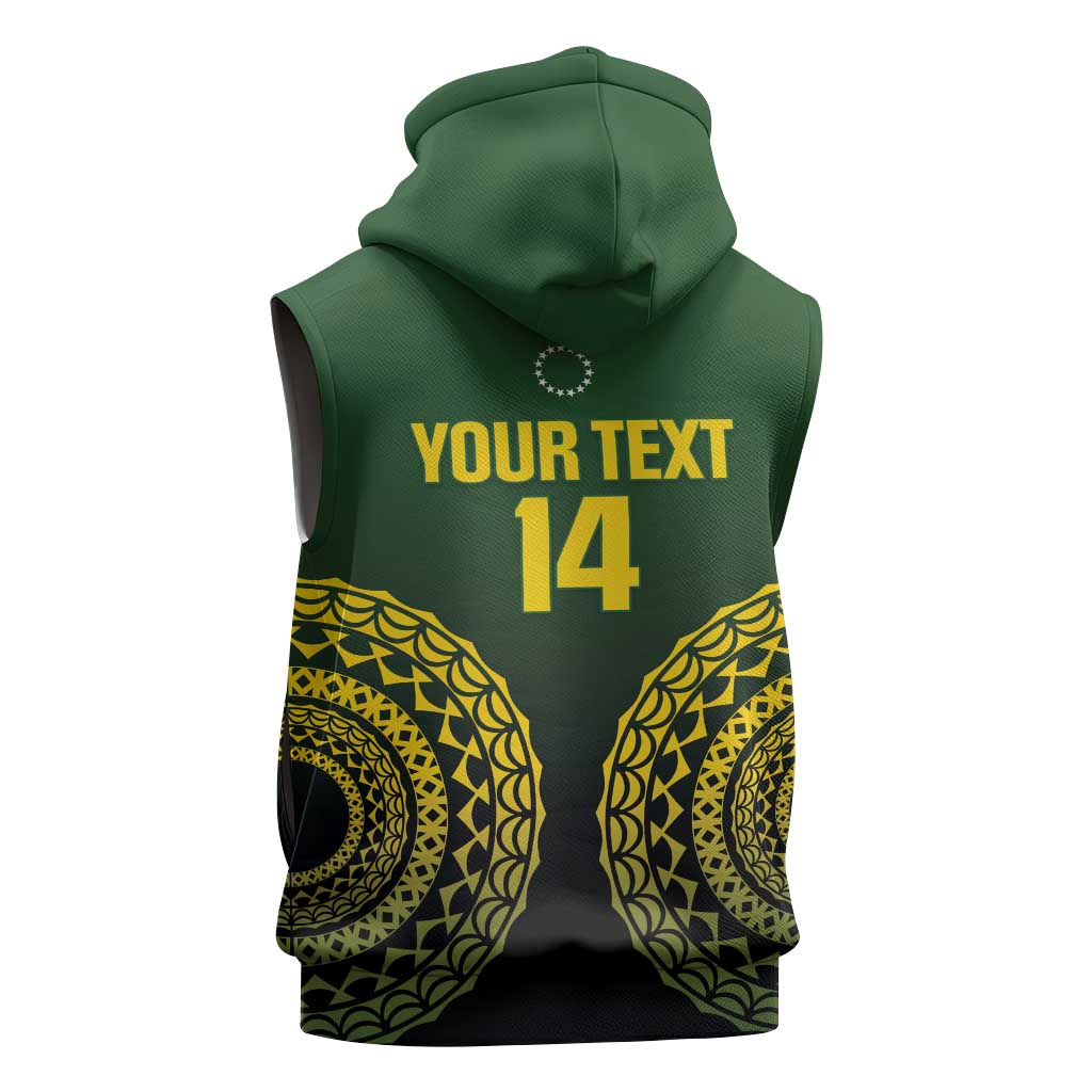 Custom Avaiki Cook Islands Rugby Sleeveless Hoodie Kuki Airani Tatau Black - Aussie Hoodie