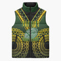 Custom Avaiki Cook Islands Rugby Sleeveless Puffer Jacket Kuki Airani Tatau Black - Aussie Hoodie