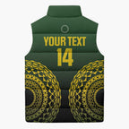 Custom Avaiki Cook Islands Rugby Sleeveless Puffer Jacket Kuki Airani Tatau Black - Aussie Hoodie