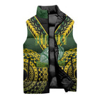 Custom Avaiki Cook Islands Rugby Sleeveless Puffer Jacket Kuki Airani Tatau Black - Aussie Hoodie