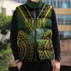 Custom Avaiki Cook Islands Rugby Sleeveless Puffer Jacket Kuki Airani Tatau Black - Aussie Hoodie
