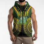 Custom Avaiki Cook Islands Rugby Sleeveless Zip Hoodie Kuki Airani Tatau Black - Aussie Hoodie