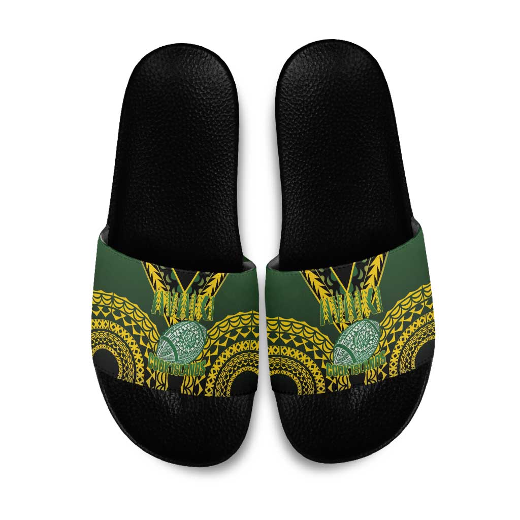 Avaiki Cook Islands Rugby Slide Sandals Kuki Airani Tatau Black - Aussie Hoodie