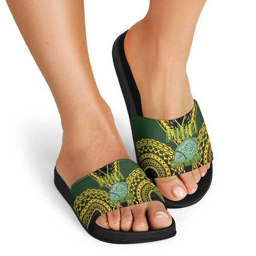 Avaiki Cook Islands Rugby Slide Sandals Kuki Airani Tatau Black - Aussie Hoodie