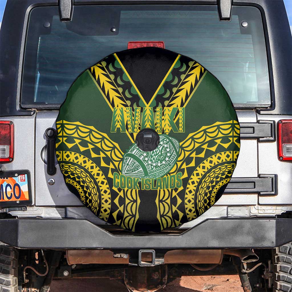 Avaiki Cook Islands Rugby Spare Tire Cover Kuki Airani Tatau Black - Aussie Hoodie
