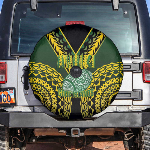 Avaiki Cook Islands Rugby Spare Tire Cover Kuki Airani Tatau Black - Aussie Hoodie