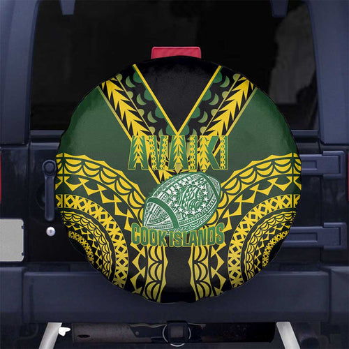 Avaiki Cook Islands Rugby Spare Tire Cover Kuki Airani Tatau Black - Aussie Hoodie