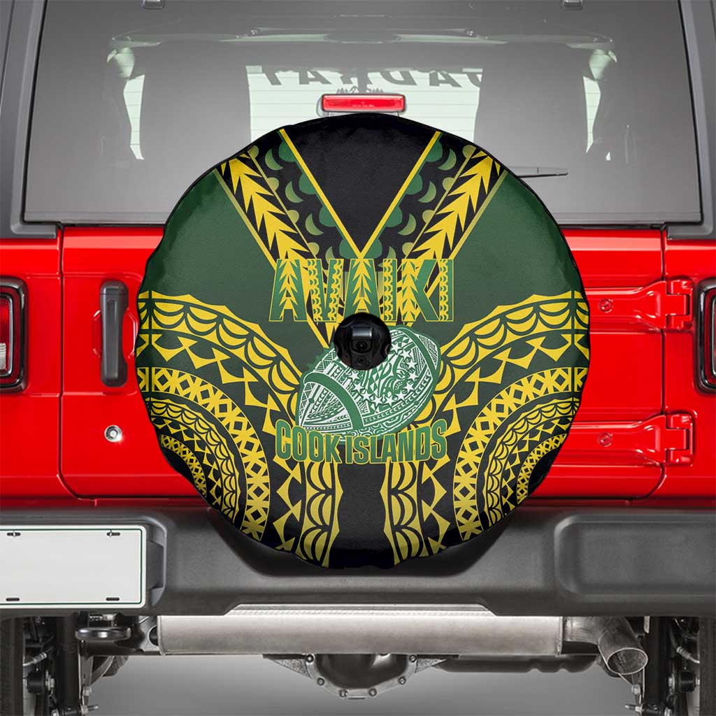 Avaiki Cook Islands Rugby Spare Tire Cover Kuki Airani Tatau Black - Aussie Hoodie
