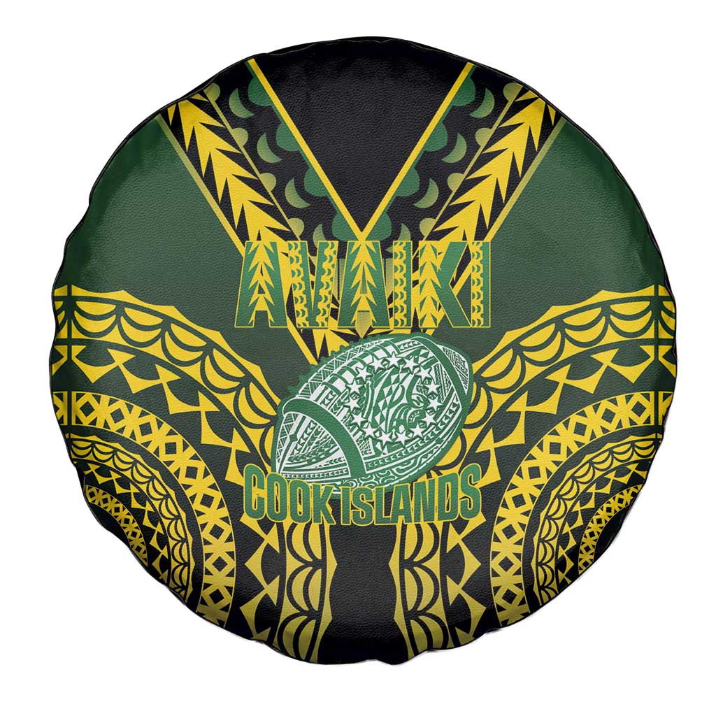 Avaiki Cook Islands Rugby Spare Tire Cover Kuki Airani Tatau Black - Aussie Hoodie