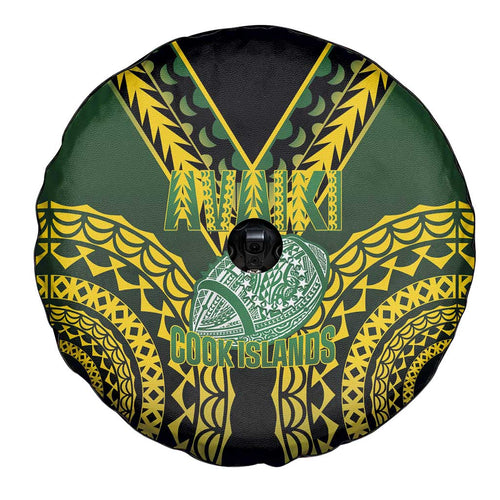 Avaiki Cook Islands Rugby Spare Tire Cover Kuki Airani Tatau Black - Aussie Hoodie