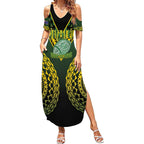 Custom Avaiki Cook Islands Rugby Summer Maxi Dress Kuki Airani Tatau Black - Aussie Hoodie