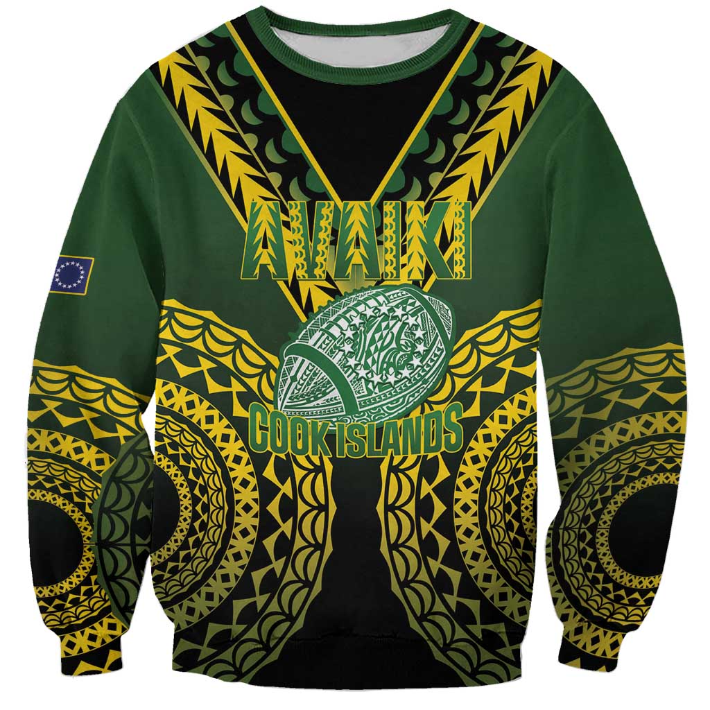 Custom Avaiki Cook Islands Rugby Sweatshirt Kuki Airani Tatau Black - Aussie Hoodie