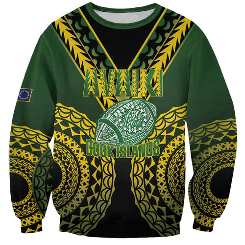 Custom Avaiki Cook Islands Rugby Sweatshirt Kuki Airani Tatau Black - Aussie Hoodie
