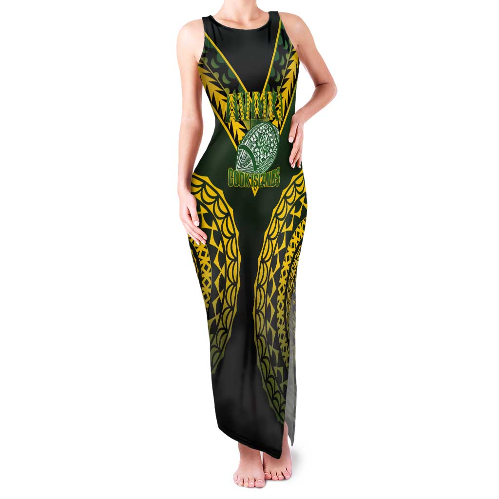 Custom Avaiki Cook Islands Rugby Tank Maxi Dress Kuki Airani Tatau Black - Aussie Hoodie