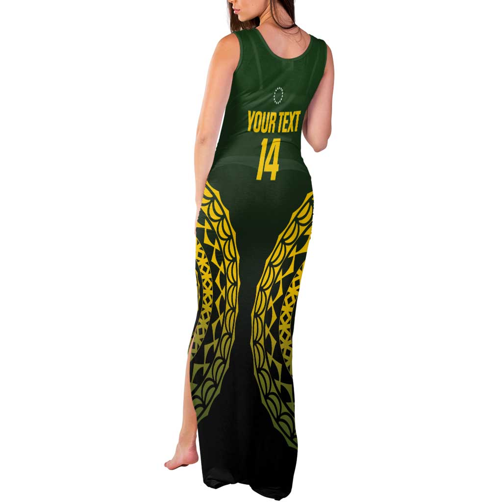 Custom Avaiki Cook Islands Rugby Tank Maxi Dress Kuki Airani Tatau Black - Aussie Hoodie