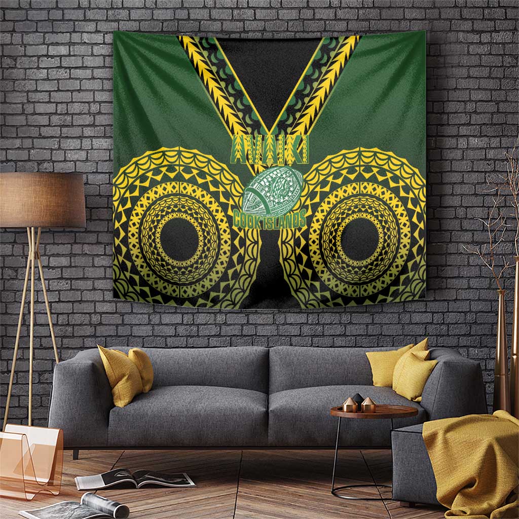 Avaiki Cook Islands Rugby Tapestry Kuki Airani Tatau Black - Aussie Hoodie